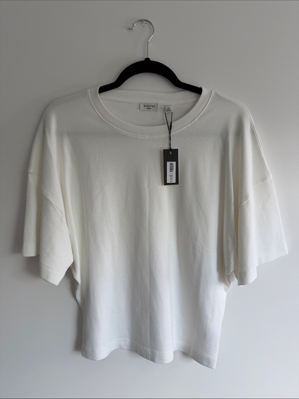 Babaton Interlock Cotton Barclay T-Shirt White Short Sleeve Oversized Tee
